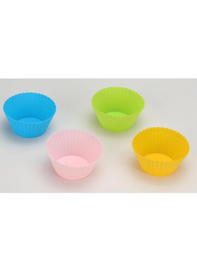 اشتري Home Pro 12Pcs Baking Silicon Muffin Cups Disposable Assorted Color في الامارات