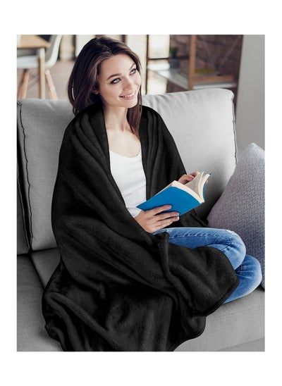 Buy PIONEER SILKY SOFT FLANNEL BLANKET BLACK 200 X 220 CM BLACK in UAE