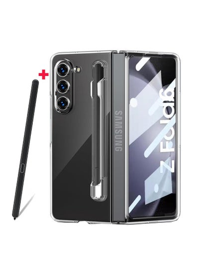 Buy Compatible with Samsung Galaxy Z Fold 6 Phone Case with Pen Holder and Pen, Built-in Screen Protector, Anti-yellowing Full Protection Phone Case for Z Fold 6 [Non-Original Pen] (Clear) in UAE