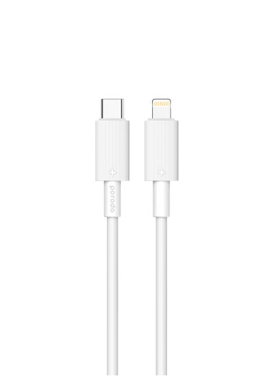 Buy USB-C to Lightning Durable Charging Cable 1.2m / Data Transfer & Fast Charging / Tangle Free / PVC Cable - White in UAE