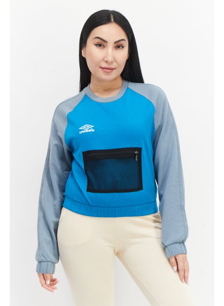 Buy Women Sportswear Fit Training Sweatshirt, Teal/Grey in UAE