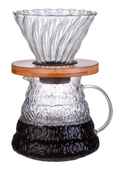 Buy V60 Pour Over Coffee Maker Set, 600ml Coffee Server Pot with Glass Drip Filter Elegant Coffee Dripper Glass Carafe in Saudi Arabia