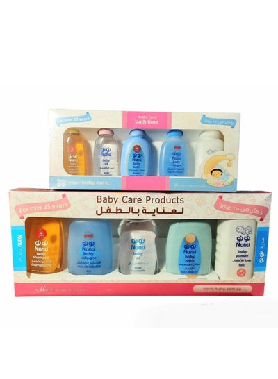 Buy Nunu set of baby care products - a large package of 5 pieces of 200 ml, with a small travel package of 5 pieces of 50 ml in Egypt