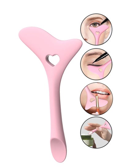 Buy A silicone makeup tool (stencil) with a unique design that helps you draw and define eyeliner and mascara pink color in Saudi Arabia