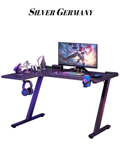 Buy L-shaped Corner E-sports Table Thickened Desk Adjustable Light with Arena Headphones Water Cup Placement Rack in Saudi Arabia