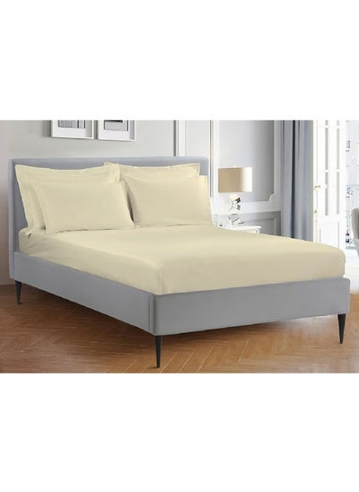 Buy 3-Piece Soft and Breathable Cotton King Fitted Bedsheet Set Ivory 6 x 30 x 25 cm CN K3PCFTDS-IVRD in Saudi Arabia