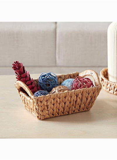 Buy Studio Water Hyacinth Decorative Basket 23 x 8 x 15 cm in UAE