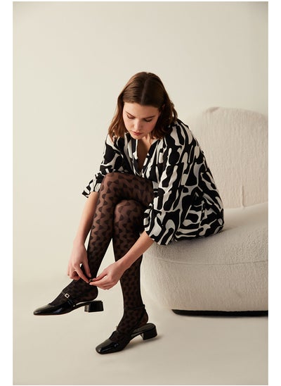 Buy Black Geometric Patterned Pantyhose-Pentilicious in Egypt