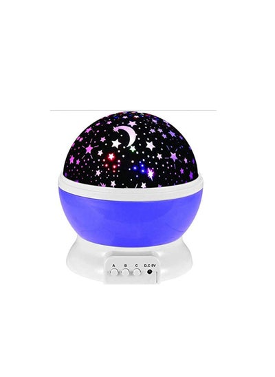 Buy Excellence Romantic Rotating Star Moon Sky Rotation Night Projector Light Lamp Purple Blue, in UAE