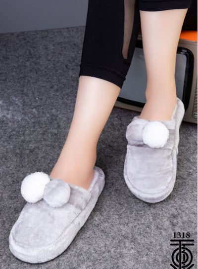 Buy Women's winter slipper with fur, gray color in Egypt