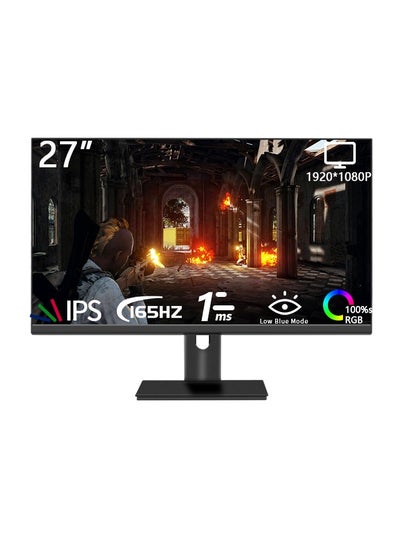 اشتري 27 inch IPS Flat Screen Gaming Monitor with Full HD (1920x1080) Display,1ms Response time,165Hz Refresh Rate,USB HDMI DP Ports Black في السعودية