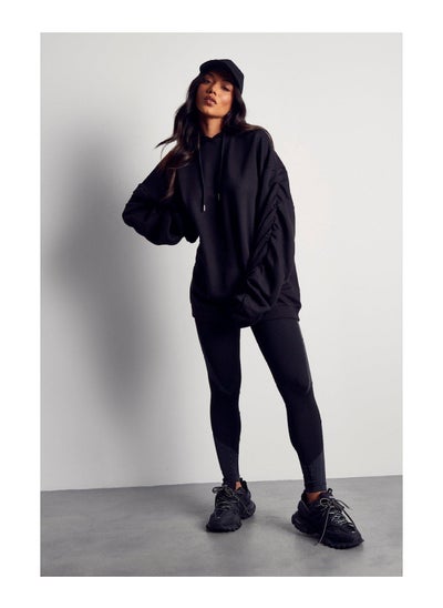 Buy Recycled Oversized Ruched Arm Hoodie in UAE