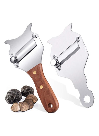 Buy Truffle Slicer, SYOSI 2 Pcs Adjustable Blade Rosewood Handle Stainless Steel Cheese Chocolate Truffle Cutter for Kitchen Supplies in UAE