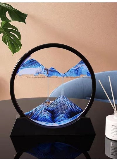 اشتري 7inch Moving Sand,3D Hourglass Art Picture,Round Frame Deep Sea Sandscapes Motion Display Landscape,Flowing Sand Painting for Relaxing Desktop Home Office Decor في السعودية