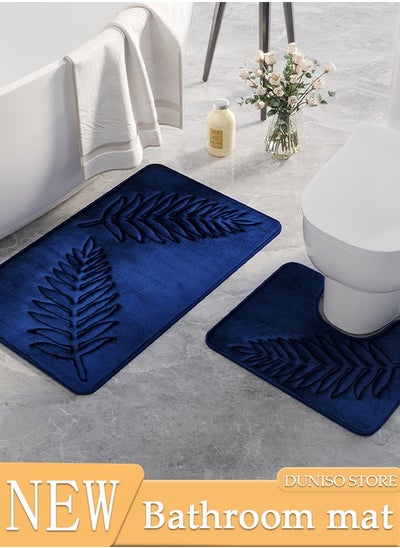 اشتري 2 Pieces Bathroom Rugs Mat Super Soft Water Absorbent Microfiber Non-Slip Quick Drying Bath Tub Mat Toilet Rugs Perfect Bathroom Mats for Bathroom Tub and Shower في الامارات