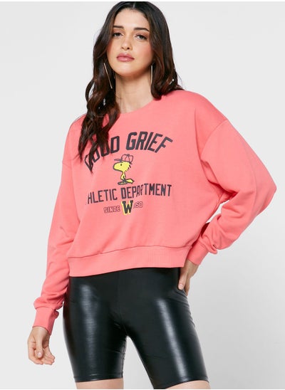 Buy Crew Neck Cuff Sleeve Sweatshirt in Saudi Arabia