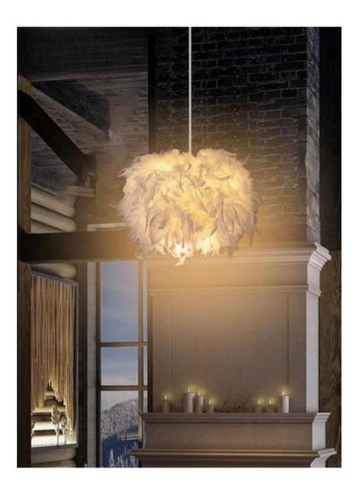 Buy Feather Ceiling Pendant,LED White Feather Ceiling Light Fixture,E27 Hanging Lamp Applicable to Bedroom,Living Room,Dining Room in UAE