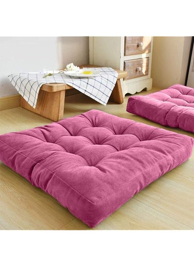 Buy Square Floor Tufted Velvet Cushion 55X55X10Cm in Saudi Arabia