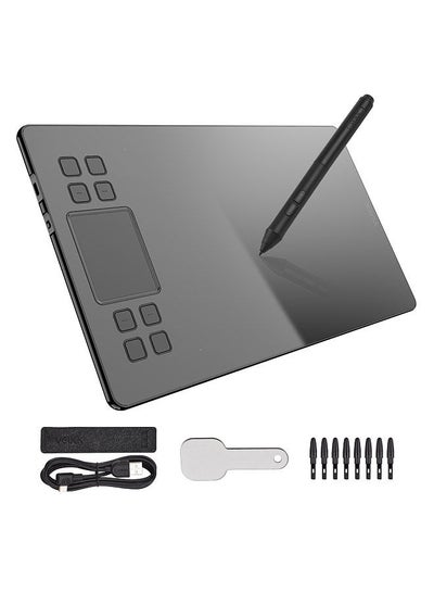 Buy A50 Graphics Drawing Tablet 10 x 6 Inch Large Active Area 8 Express Keys & Gesture Touch-Pad 8192 Levels Pressure Art Graphics Tablet with Battery-free Stylus 8 Pen Nibs in UAE