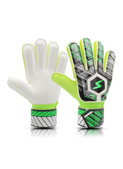 Buy Children Football Gloves, 9# Kids Youth Football Soccer Goalkeeper Goalie Training Gloves Gear with Strong Grips Palms, Soccer Goalie Goalkeeper Gloves for Kids Boys Children (Green) in Saudi Arabia