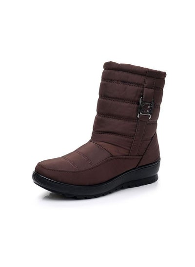 اشتري Women's Winter Waterproof Cow Tendon Bottom With Plush Insulation Cotton Boots Brown في الامارات