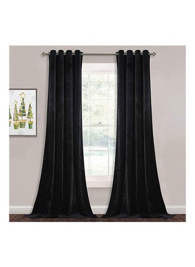 Buy Elegant Velvet Thermal Insulated Curtain Light Blocking Shades 2 panels For Living Room With Steel Grommets in Egypt