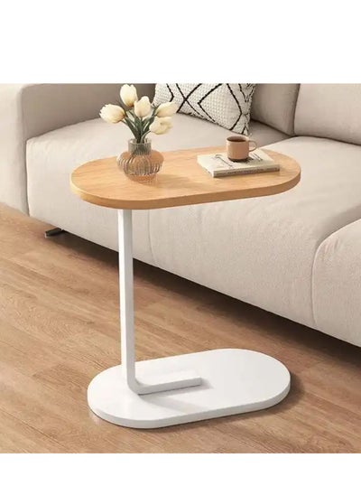 اشتري C Shaped Side Table Sofa Side Table Couch Side TablesThat Slide Under,End Table,Laptop Coffee and Snack Side Tables Wooden Table,Small Table For Balcony Living Room Bedroom (Walnut & White) في الامارات