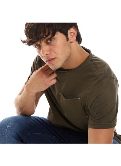 Buy Chest Pocket Slip On Cotton Tee-Olive in Egypt