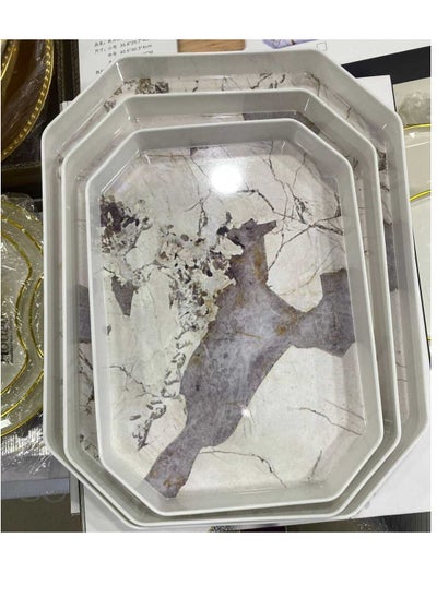 Buy Set of 3 pieces of gray marble melamine trays in Egypt