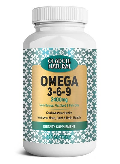 Buy Oladole Natural, Omega 3-6-9 from Borage, Flaxseed and Fish Oil, 2400mg, 120 soft gels in UAE