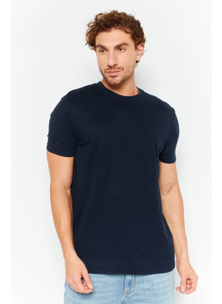 اشتري Men Crew Neck Short Sleeve Plain T Shirt, Navy في الامارات