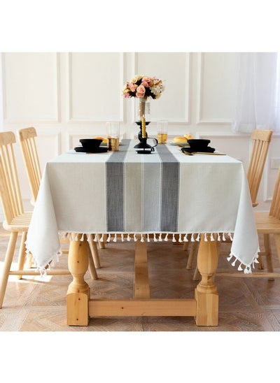 Buy 1-Piece Table Cloth Set White/Grey in Saudi Arabia