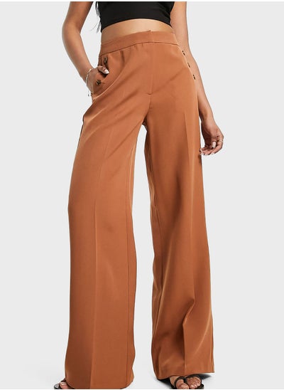 Buy Button Detail Wide Leg Trouser in Saudi Arabia