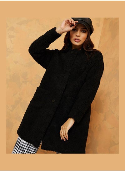 Buy Longline Faux Fur Oversized Coat in Saudi Arabia