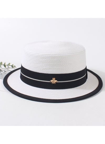 اشتري New Fashion Small Headed Flat Top Straw Hat في الامارات