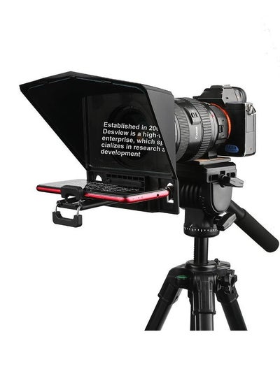 Buy Smartphone/Tablet/DSLR Camera Teleprompter Prompter with Remote Control Lens Adapters Cleaning Cloth Supports Wide Angle Lens for Stage Speech Live Streaming Online Video Vlog in Saudi Arabia