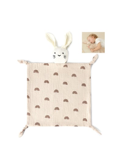 Buy Baby Soothing Towel Cute Bunny With Sensory Teether-Smell Like Mom-Rainbow Pattern in Saudi Arabia