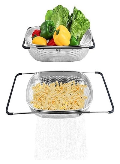 Buy 5 Quart Stainless Steel Over The Sink Strainer with Expandable Rubber Handles for Kitchen Sink - Strainer, Drain, Rinse Fruits, Vegetables, Pasta, New Home Supplies in Egypt