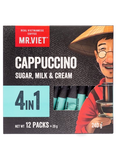 Buy MR. VIET Instant Coffee Cappuccino 4 in 1, 240 g box (12 pouches by 20 g). in UAE