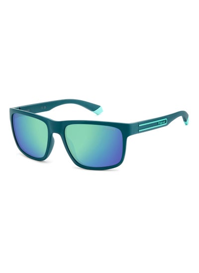 Buy Men's Polarized Rectangular Shape  Sunglasses PLD 2157/S GREY 43 - Lens Size: 43 Mm - Matt Teal in UAE