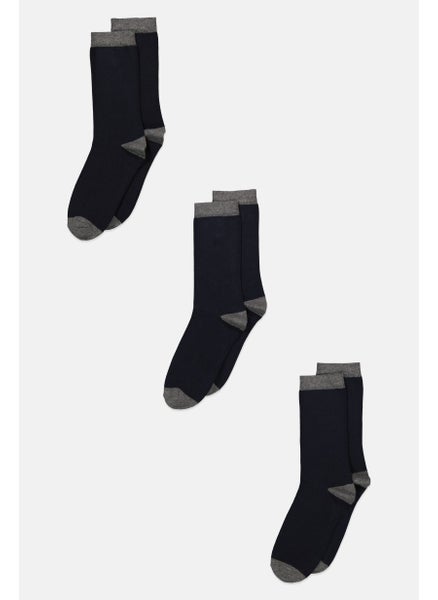 Buy Men 3 Pairs Formal Socks, Navy in Saudi Arabia