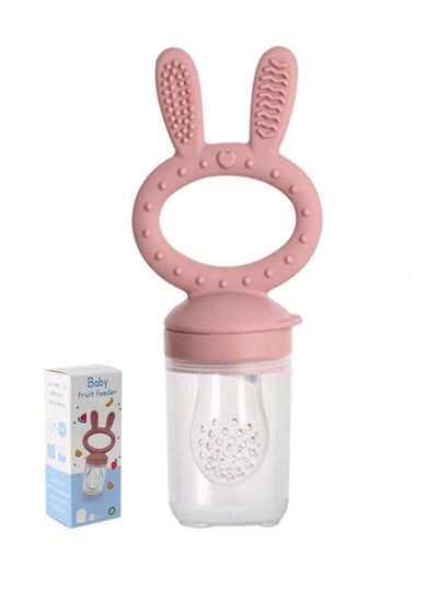 Buy Silicone Baby Fruit Feeder, Silicone Teething Pacifier Feeder and Baby Teething Gel for Relief of Teething Discomfort, Baby Feeder (Pink) in Saudi Arabia