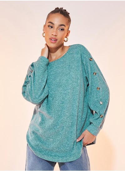 Buy Solid Round Neck Long Sleeve Sweatshirt in Saudi Arabia