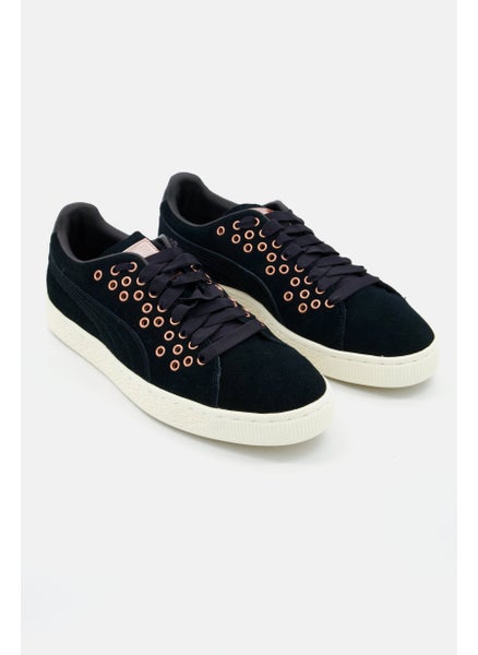 Buy Women Brand Logo Lace Up Sport Shoes, Black in Saudi Arabia