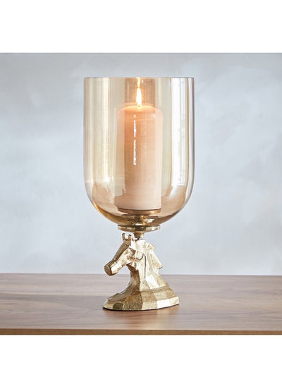 Buy Jax Aluminium Candle Holder With Lustre Glass 16 x 35 x 16 cm in UAE