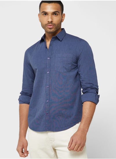 Buy Solid Slim Fit Full Sleeve Casual Shirt in UAE