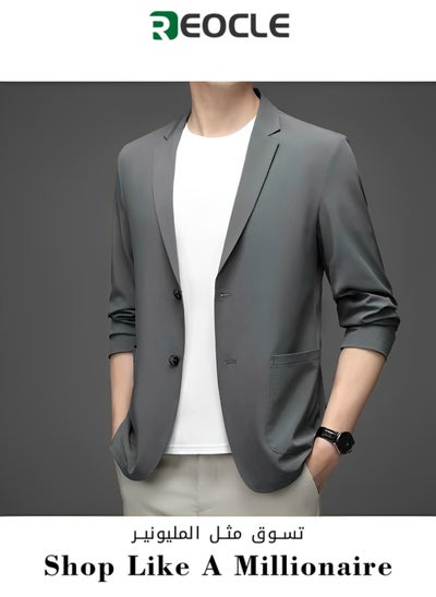 Buy Autumn New Casual Men's Suit Men's Street Solid Color Breathable Small Suit Single Layer Business Large Size Thin Jacket in Saudi Arabia