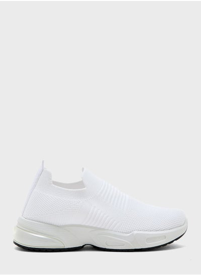 Buy Tonal Striped Knit Slip On Comfort Shoe in UAE