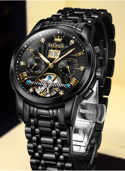 Buy OLEVS Watches Men Automatic,Self Winding Skeleton Watches for Men Tourbillon No Battery,Luxury Stainless Steel Watch with Date Mechanical Men's Watches Waterproof Fashion for Men in Saudi Arabia