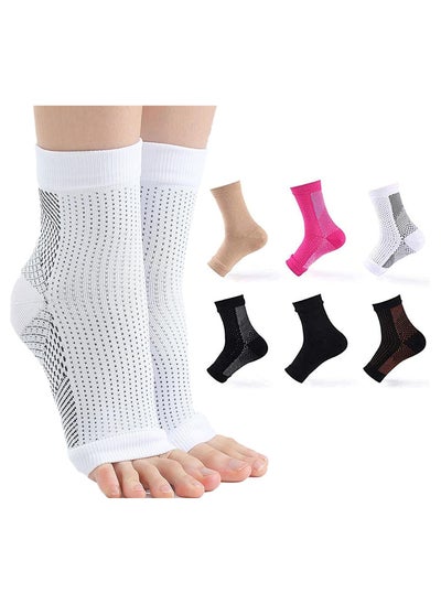 Buy Compression Foot Sleeve Support Socks - 6 Pairs, Anti-Fatigue, Pain Relief for Men & Women Ankle Brace, Neuropathy, Tendonitis Relief - Foot Compression Sleeves Combo Pack(S/M) in UAE